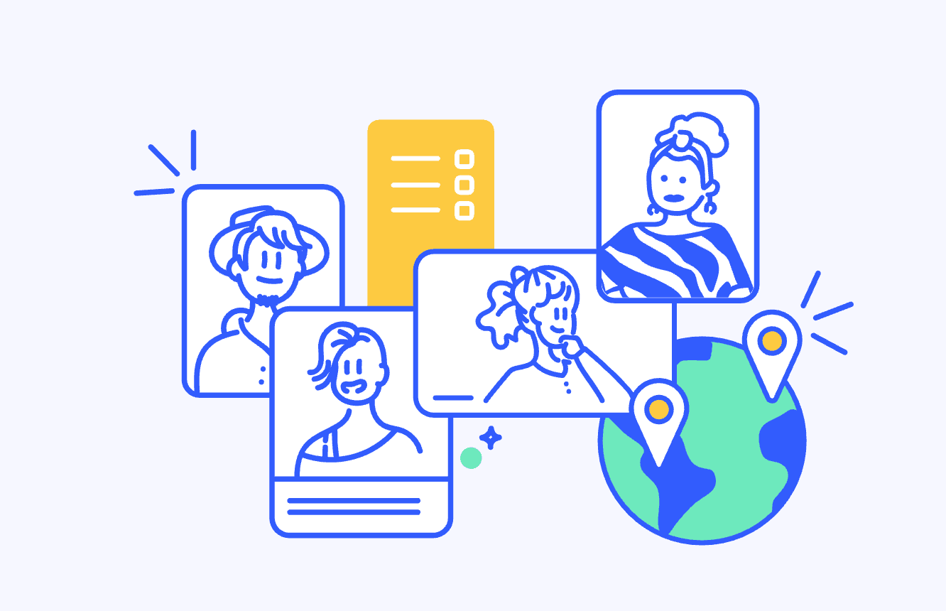 An illustration of participants in remote user testing sessions